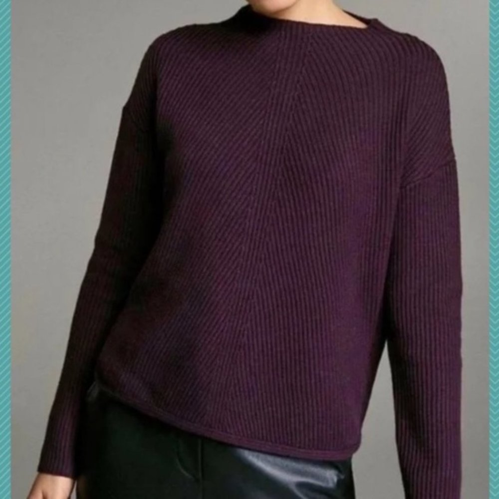 Aritzia Babaton Chalmers Mock Neck WoolBlend Knit Sweater maroon size xxs